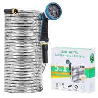 ihocon: SANTREGTL Metal Garden hose 100呎 Flexible portable 304 Stainless steel 不銹鋼澆花水管, 附噴水頭