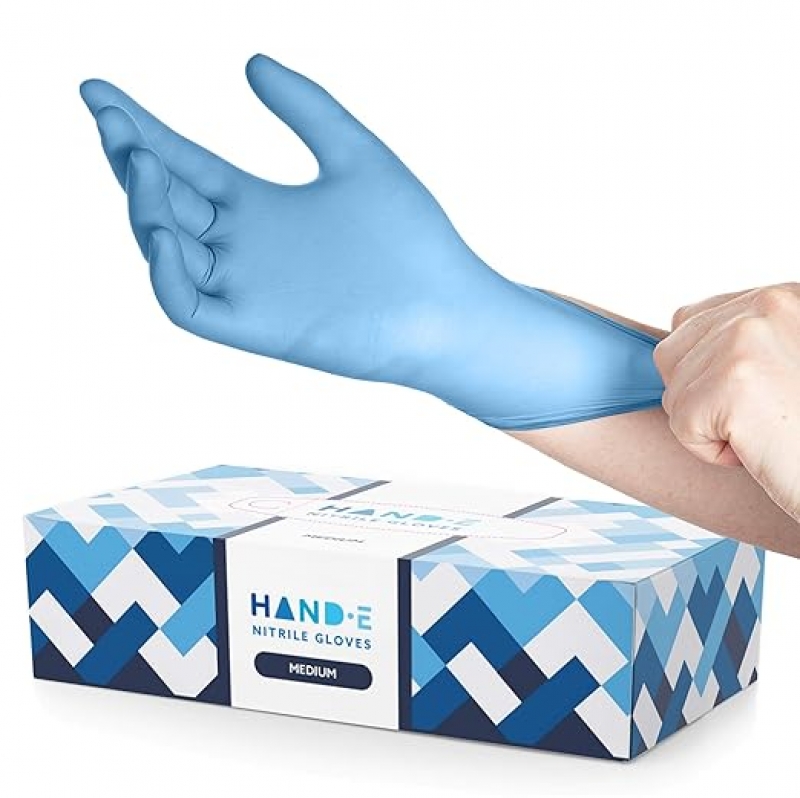 ihocon: Hand-E Blue Nitrile Disposable Gloves Medium 一次性手套 100個