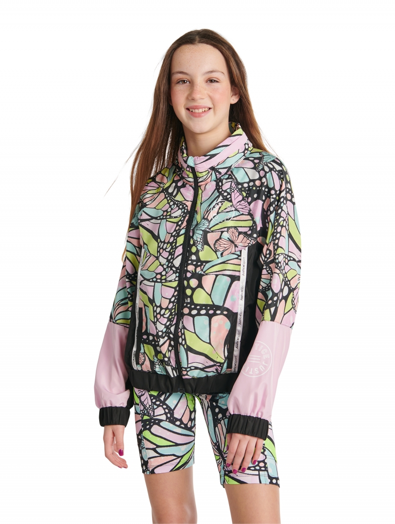 ihocon: Justice Girls Colorblocked Full-Zip Windbreaker Jacket, Sizes 5-18 女童防風夾克-2色可選