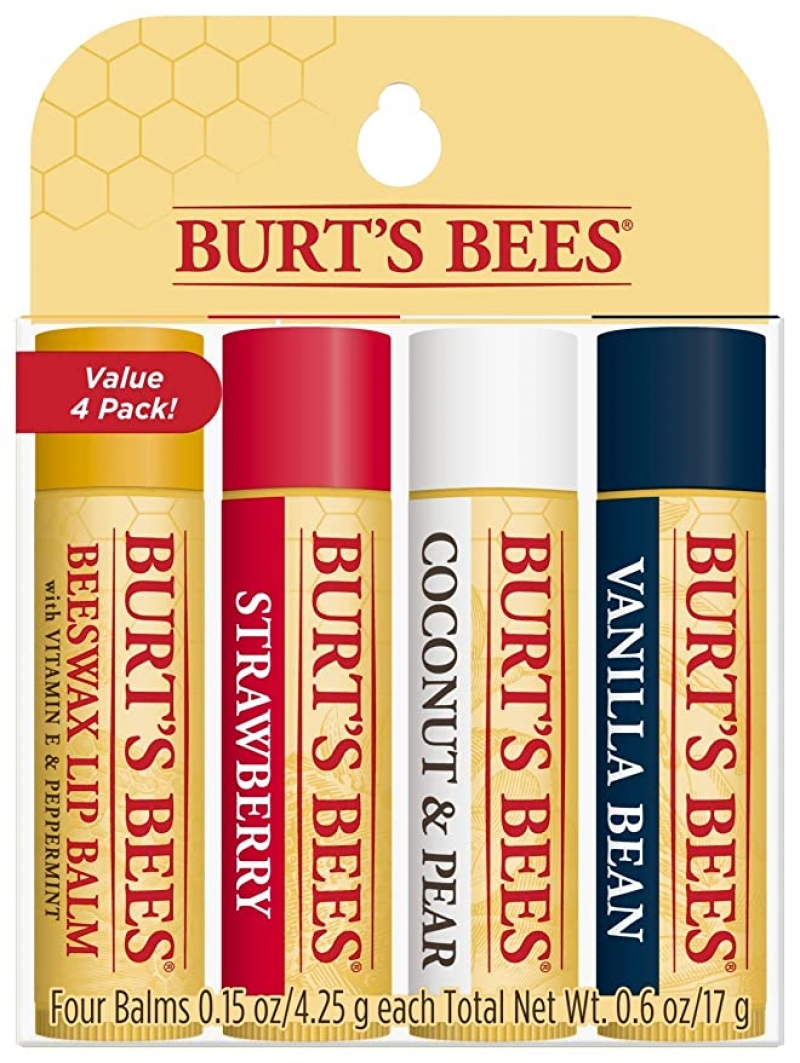 ihocon: Burt's Bees 100% Natural Origin Moisturizing Lip Balm, 4 Tubes 護唇膏