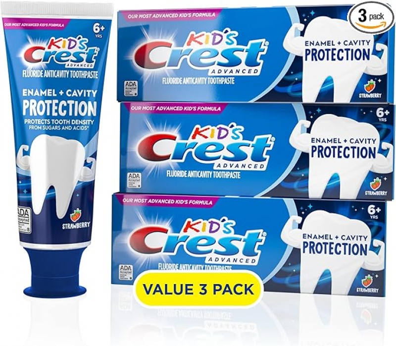 ihocon: Crest Kids Advanced Toothpaste Enamel + Cavity Protection with Fluoride for Anticavity 兒童防蛀牙膏 4.1oz, 3條