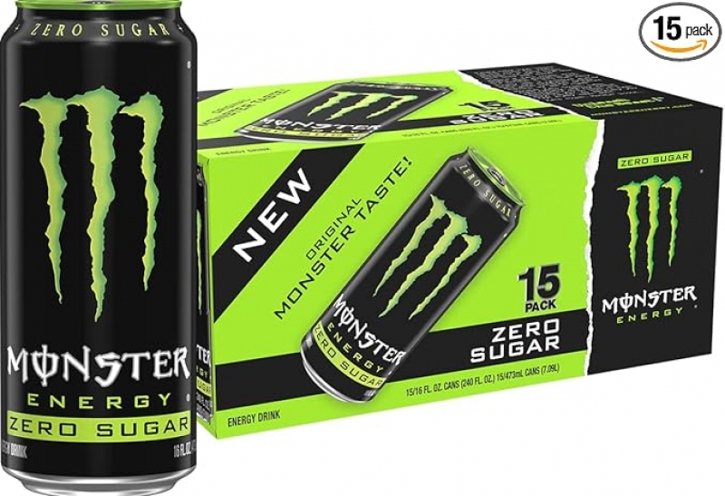ihocon: Monster Energy Zero Sugar, Green, Original, Low Calorie Energy Drink 無糖能量飲料，16 Fl Oz, 15罐
