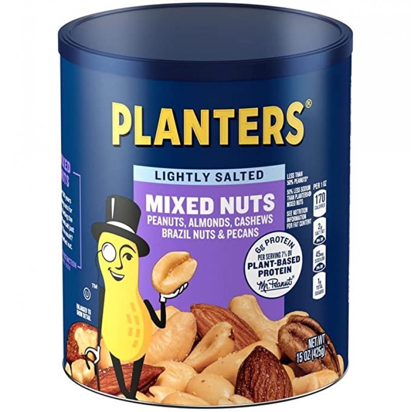 ihocon: Planters Lightly Salted Mixed Nuts, 15 oz Can  少鹽綜合堅果