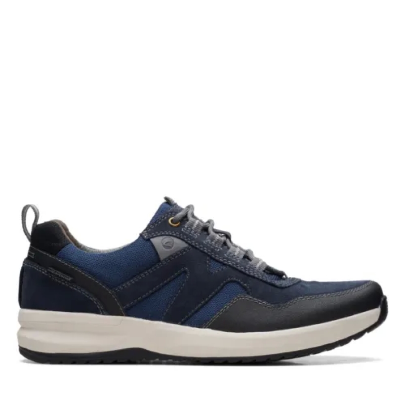 ihocon: Clarks Mens WellmanTrailAP Blue Leather Casual Sneakers Shoes  男鞋