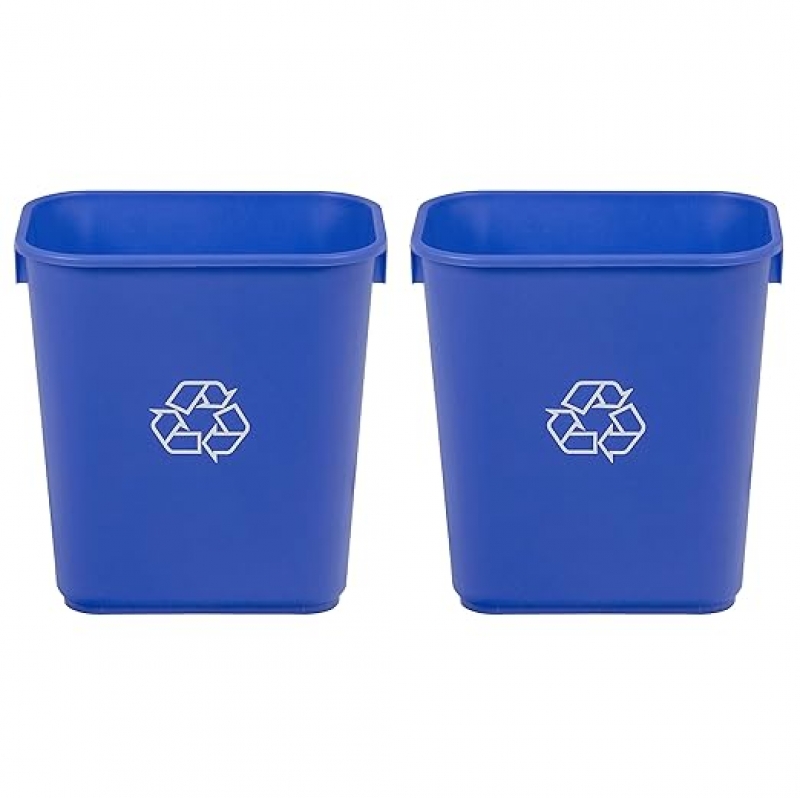ihocon: AmazonCommercial 3 Gallon Commercial Office Wastebasket, Blue w/Recycle Logo, 2-Pack  3加侖垃圾桶 2個