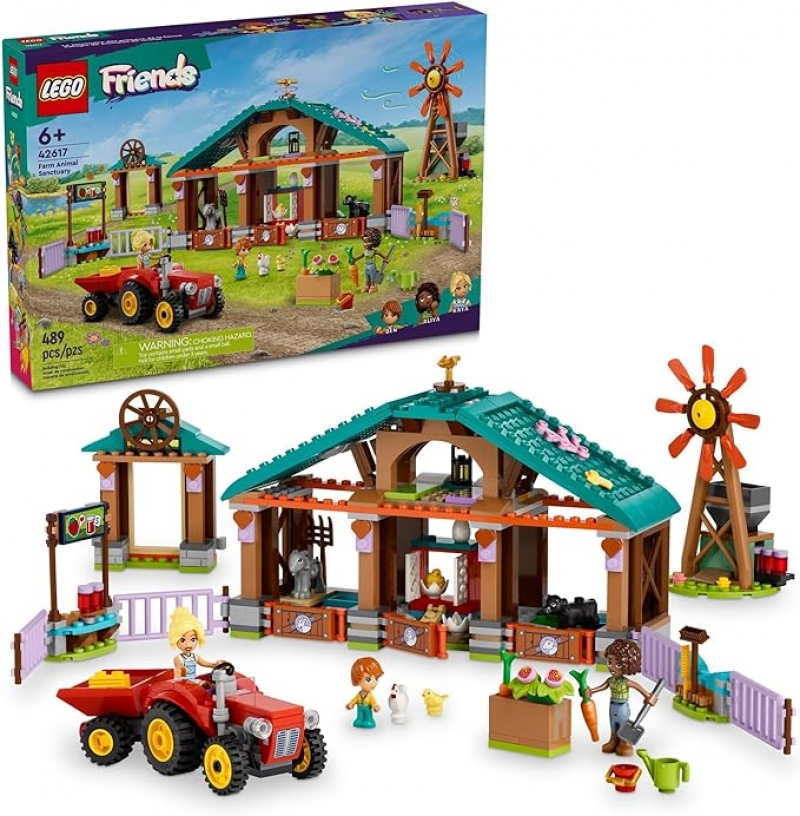 ihocon: 樂高積木LEGO Friends Farm Animal Sanctuary and Tractor Toy, 42617 農場動物保護區及拖拉機 (489 pieces)