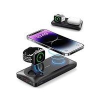 ihocon: VRURC Wireless Portable Charger, 10000mAh Magnetic Power Bank 3合1 手機/手錶/耳機 磁性行動電源-多色可選