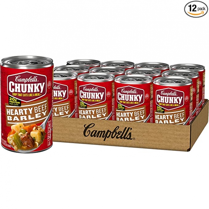 ihocon: Campbell's Chunky Soup, Hearty Beef and Barley Soup牛肉大麥湯罐頭  18.8 Oz 12罐