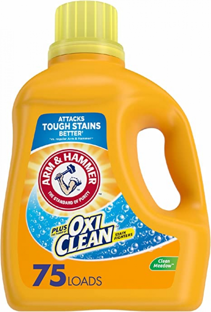 ihocon: Arm & Hammer Plus OxiClean Clean Meadow, 75 Loads Liquid Laundry Detergent, 洗衣精 118.1 Fl oz
