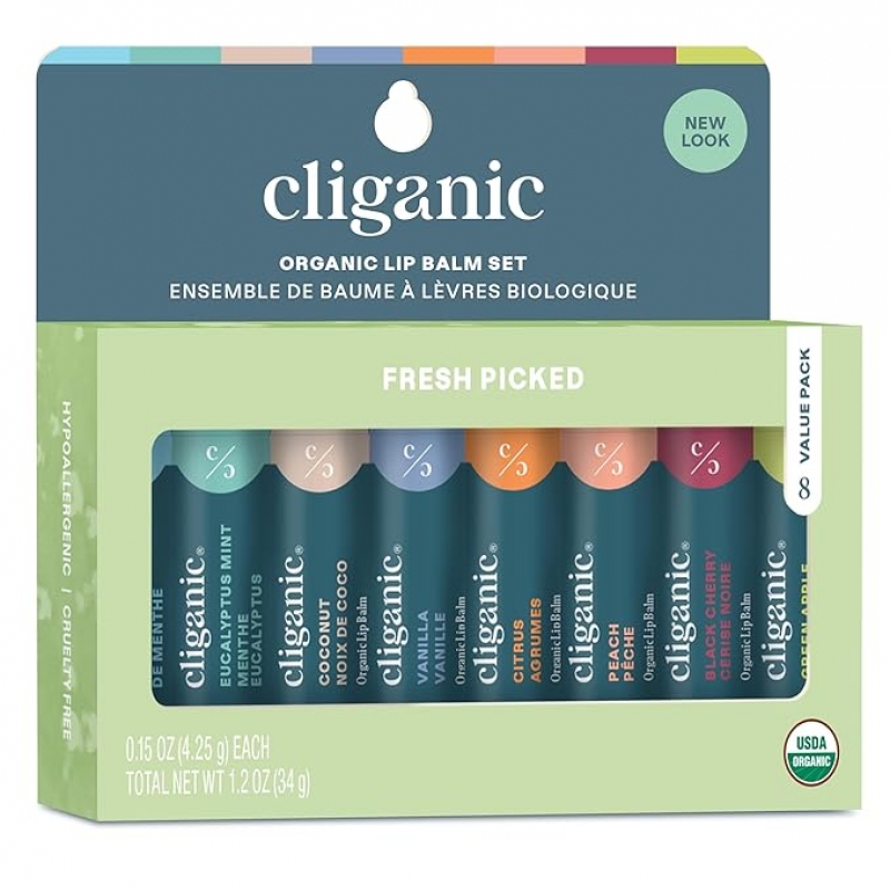 ihocon: Cliganic Organic Lip Balm Set 有機潤唇膏8支