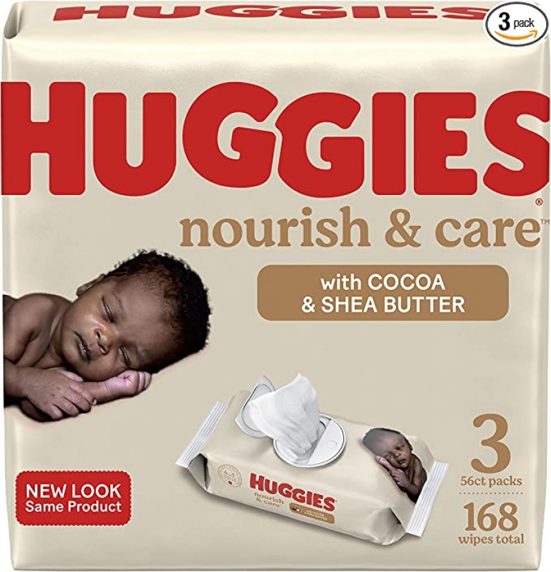 ihocon: HUGGIES Baby Wipes, Scented, Huggies Nourish & Care Baby Diaper Wipes 嬰兒濕巾 56張, 3包