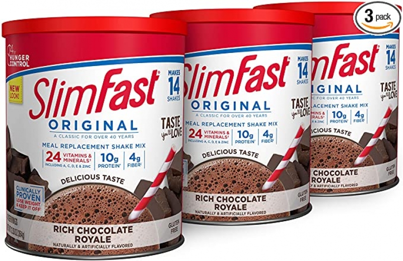 ihocon: SlimFast Meal Replacement Powder, Original Rich Chocolate Royale, Weight Loss Shake Mix, 10g of Protein, 14 Servings (Pack of 3)  代餐奶昔