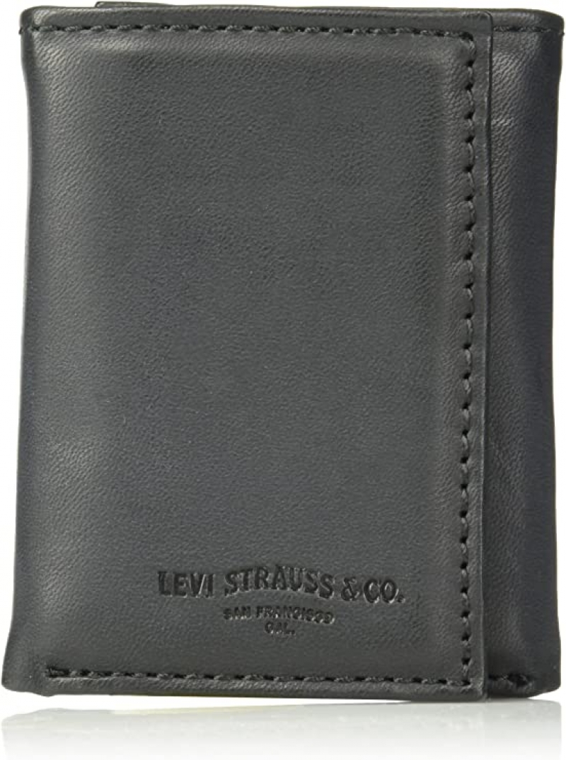 ihocon: Levi's Men's Trifold Wallet-Sleek and Slim Includes Id Window and Credit Card Holder  男士三折真皮皮夾
