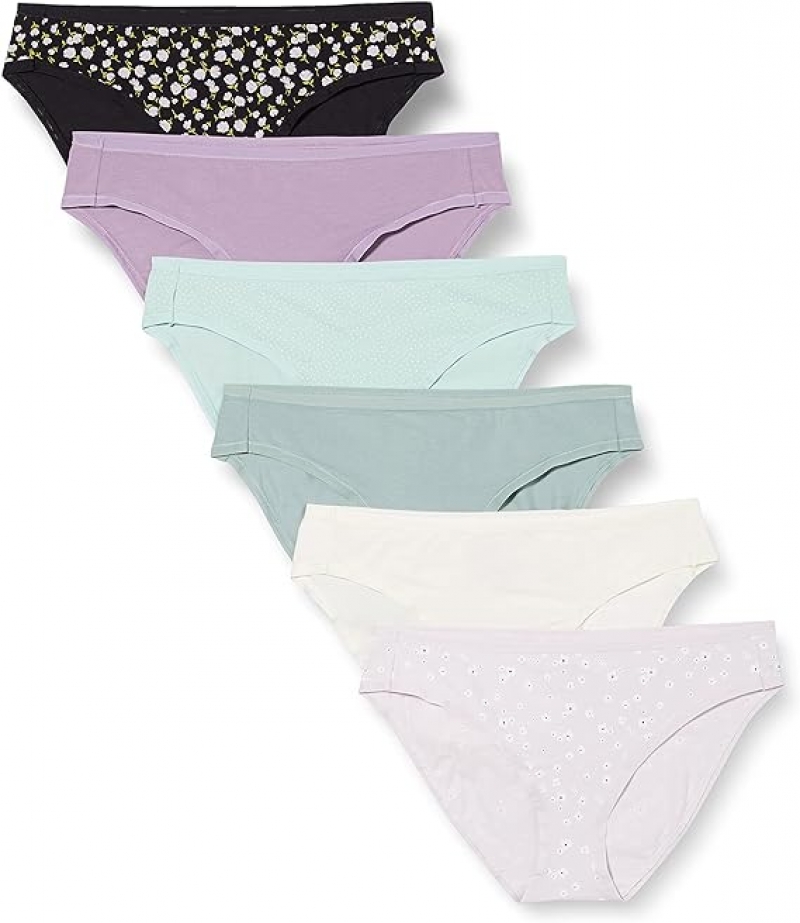 ihocon: [Amazon自家品牌]Amazon Essentials Women's Cotton Bikini Brief Underwear  女士内裤 6条