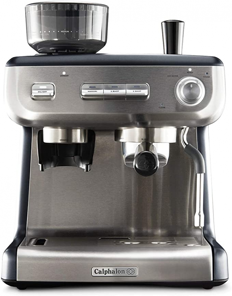 ihocon: Calphalon Temp IQ Espresso Machine with Grinder & Steam Wand, Stainless 義式濃縮咖啡機, 含研磨及蒸汽功能