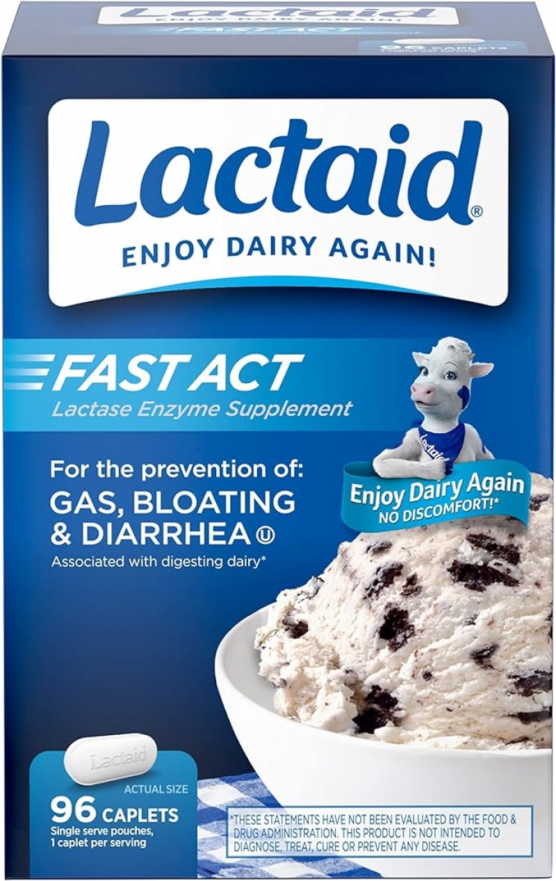 ihocon: Lactaid Fast Act Lactose Intolerance Relief Caplets with Lactase Enzyme 乳糖酶嚼片(乳糖不耐舒緩) 96粒