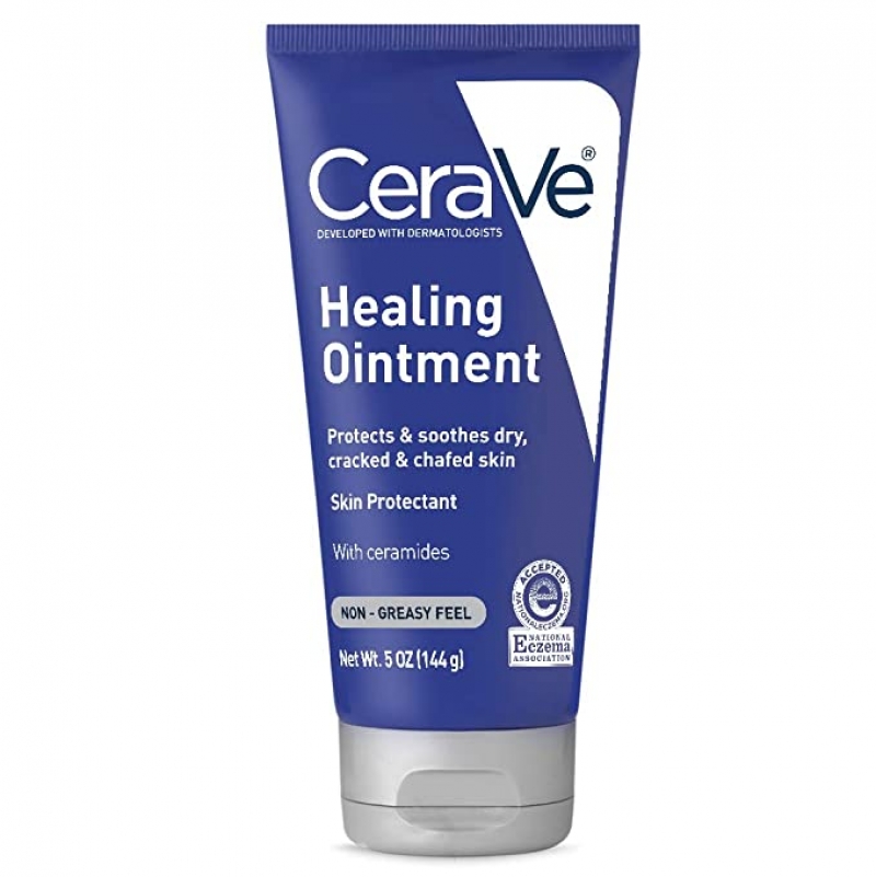 ihocon: CeraVe Healing Ointment | Moisturizing Petrolatum Skin Protectant for Dry Skin with Hyaluronic Acid and Ceramides | Lanolin Free & Fragrance Free | 5 Ounce 萬用修護霜