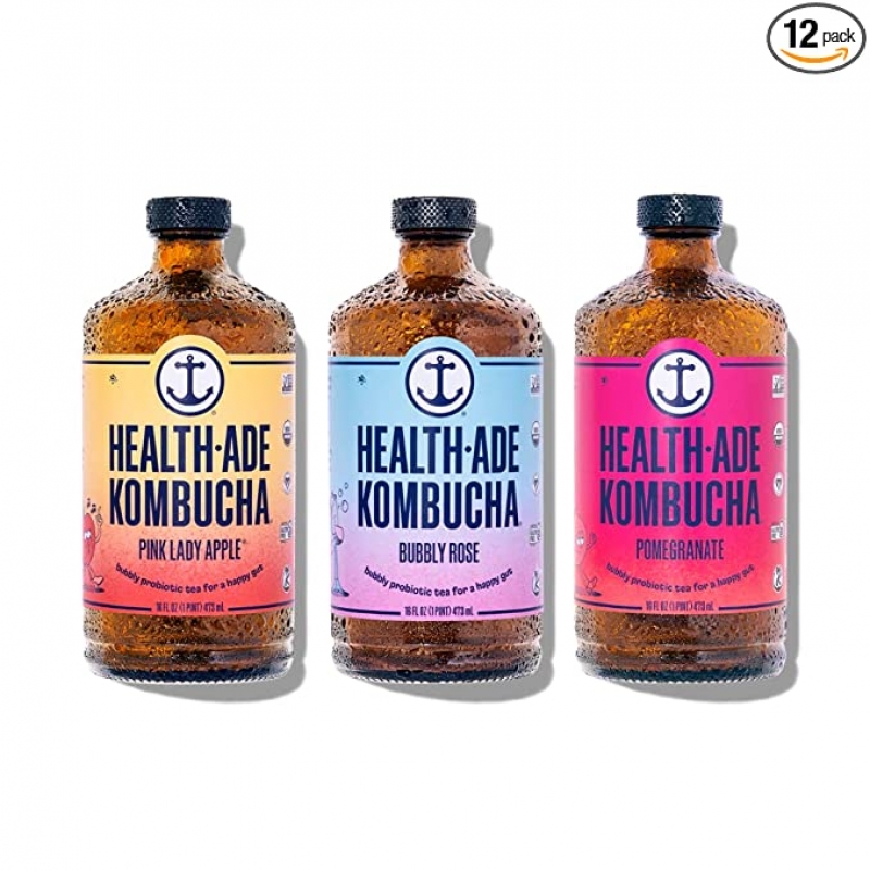 ihocon: Health-Ade Kombucha Tea Organic Probiotic Drink, 12 Pack Case (16 Fl Oz Bottles), Fan Favorite Variety Pack 有機康普茶