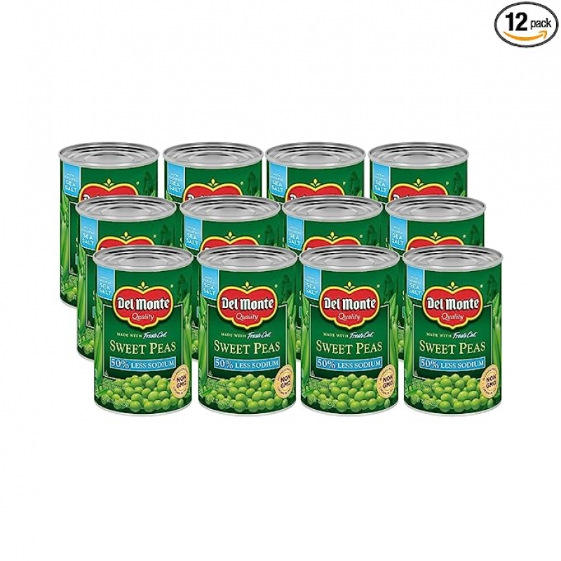ihocon: Del Monte Canned Sweet Peas with 50% Less Sodium, 15 Ounce (Pack of 12)   甜豌豆罐頭