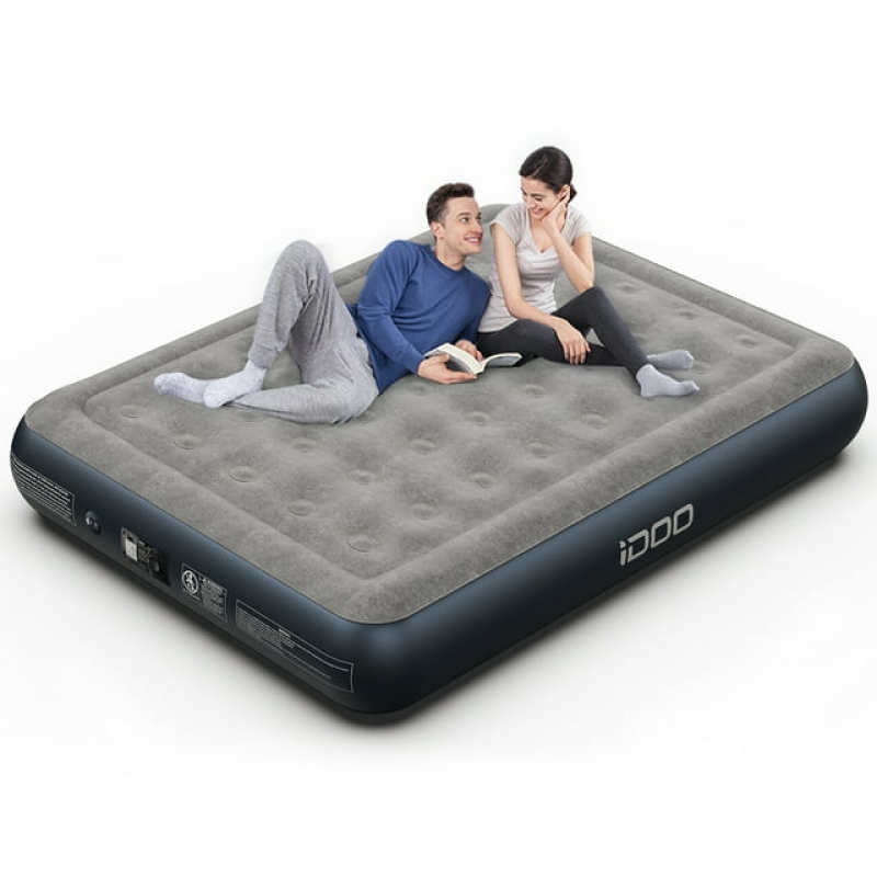 ihocon: iDOO Queen Size Air Mattress, Inflatable Airbed with Built-in Pump, 650lb MAX 充气床垫，内建打气帮浦