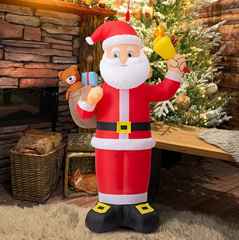 ihocon: MHX 6 FT Christmas Inflatable Outdoor Smiley Santa Claus, Blow Up 充氣聖誕裝飾
