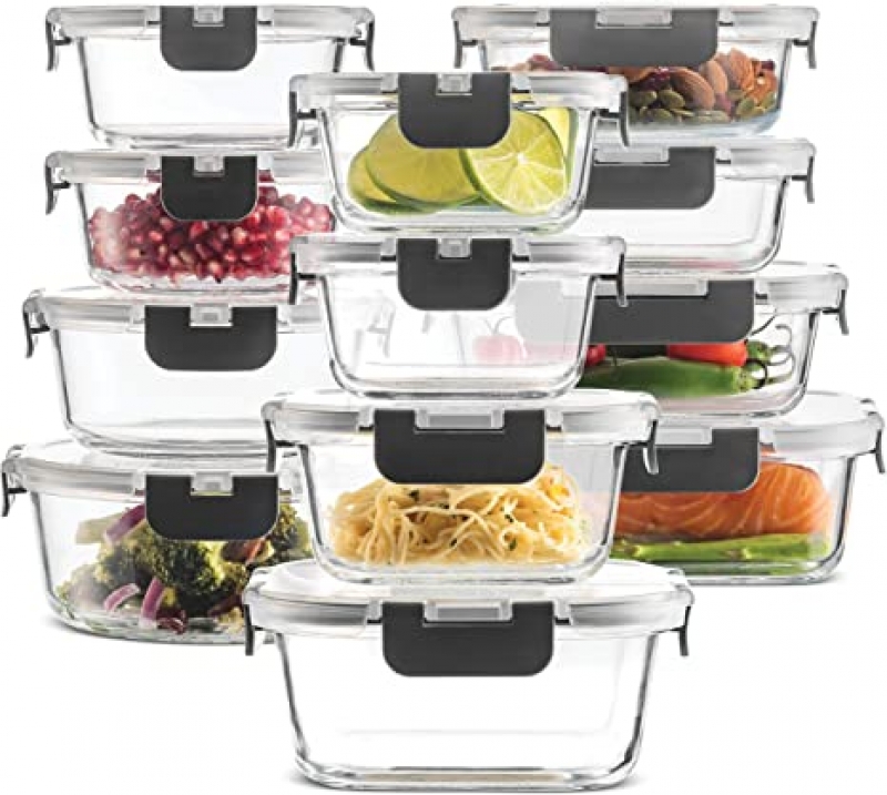 ihocon: FineDine 24-Piece Superior Glass Food Storage 玻璃食物保鮮盒 12個