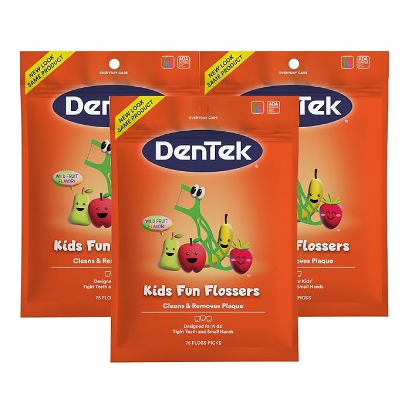 ihocon: DenTek Kids Fun Flossers, Limited Edition Monster Flossers限量版儿童牙线，75支装, 3包