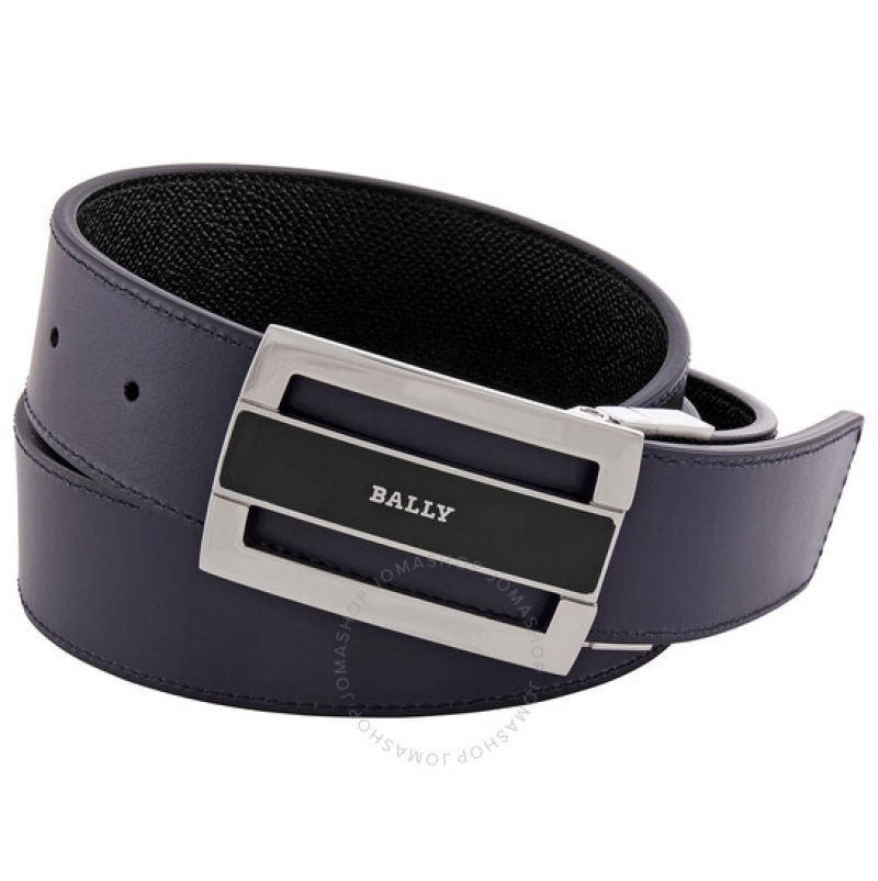 ihocon: Bally Black / Navy Leather Adjustable & Reversible 35mm Belt  黑色/藍色雙面皮帶