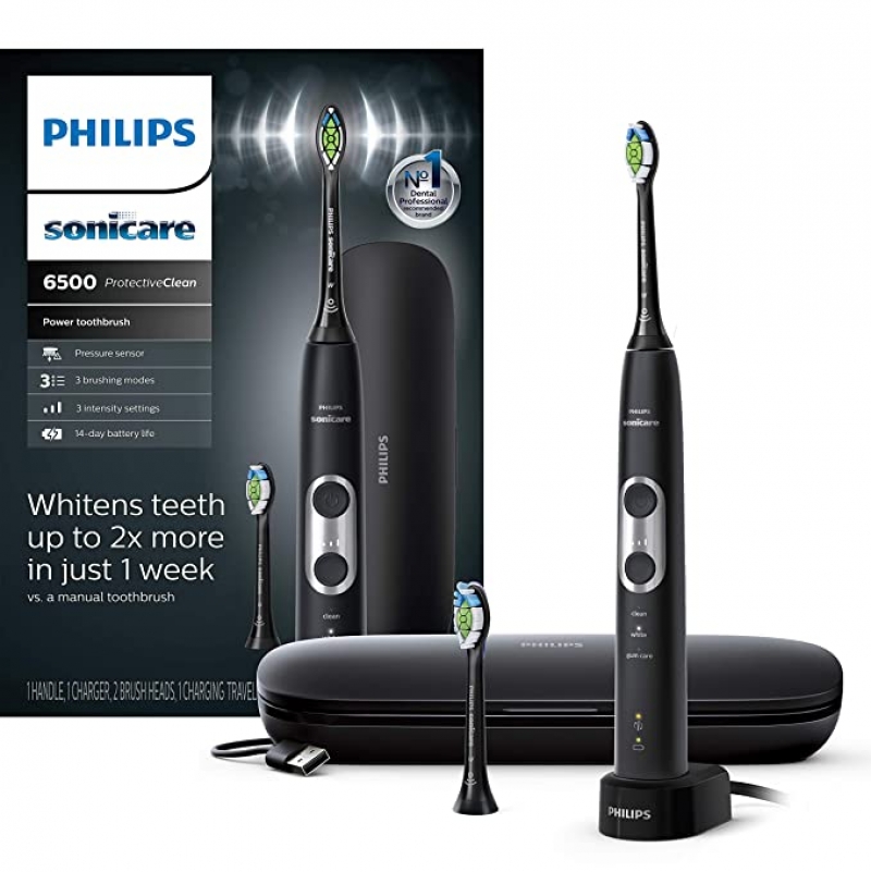 ihocon: 飛利浦 Philips Sonicare ProtectiveClean 6500 Rechargeable Electric Power Toothbrush 充電式電動牙刷，含充電旅行盒和額外刷頭-3色可選