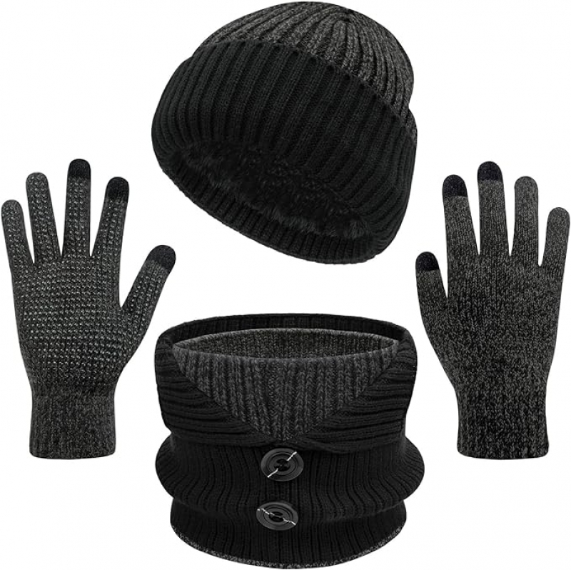 ihocon: Chalier Winter Hats Scarf Touch Screen Gloves Set 帽子 + 圍巾 + 手套