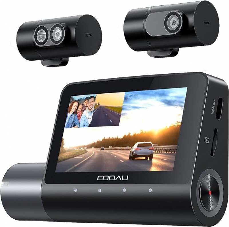 ihocon: COOAU 2.5K Dash Cam Front and Rear Inside, 2.5K+1080P+1080P 3-Channel Dash Cam,三鏡頭行車記錄儀