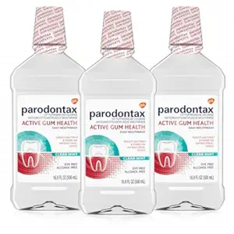 ihocon: Parodontax Active Gum Health Mouthwash, Antiplaque and Antigingivitis Gum Mouthwash, Clear Mint 漱口水 16.9 Fl Oz, 3瓶