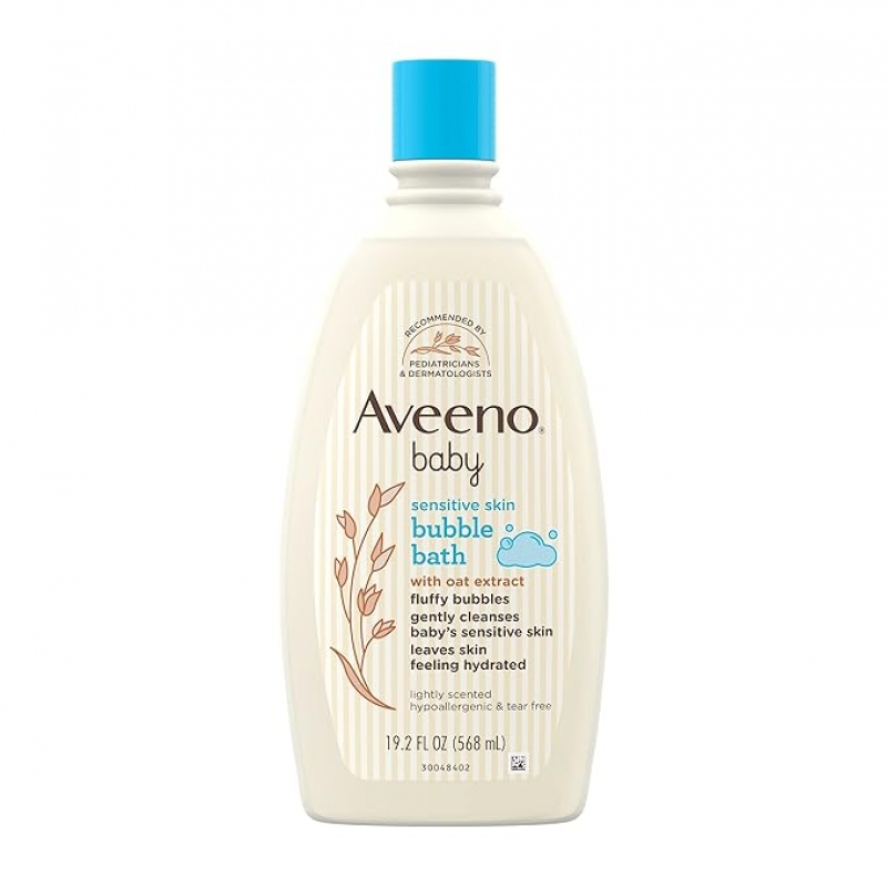 ihocon: Aveeno Baby Bubble Bath with Oat Extract, For Sensitive Skin, Tear-Free Formula, Hypoallergenic, Paraben-, Phthalate-, Soap- & Dye-Free 嬰兒泡泡浴沐浴乳19.2 fl. Oz  