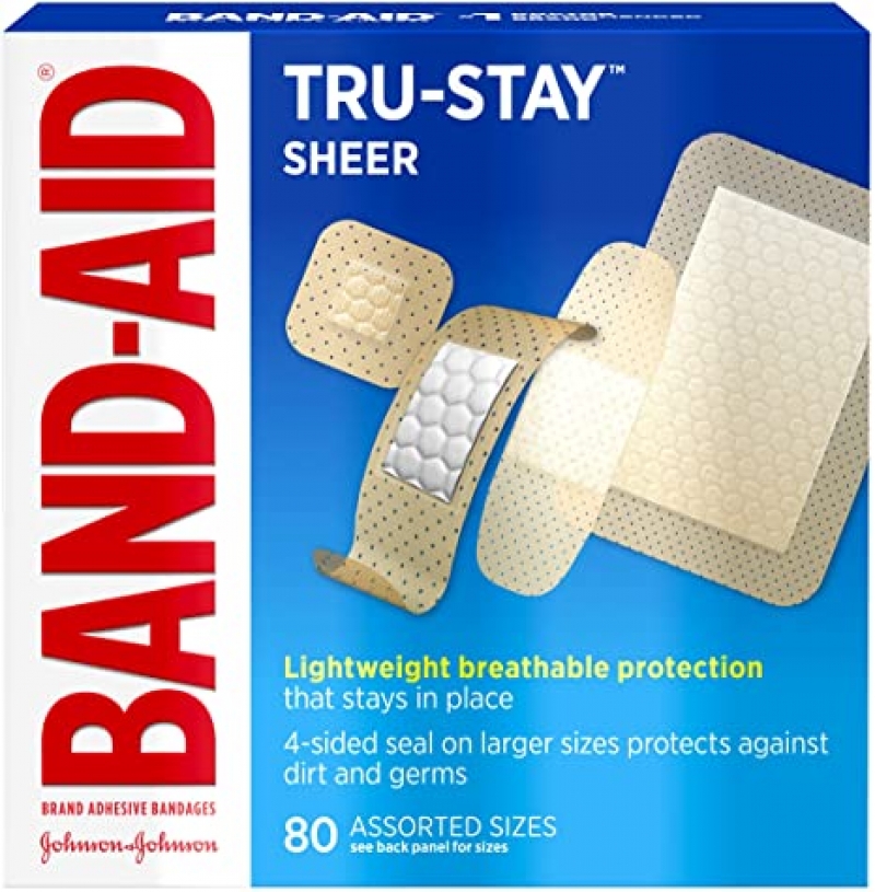 ihocon: Band-Aid Brand Tru-Stay Sheer Strips Adhesive Bandages for First Aid and Wound Care, All One Size, 80 ct  OK繃/創可貼