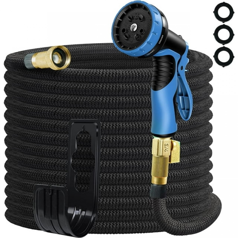 ihocon: SAIDESI Expandable Garden Hose Lightweight Outdoor Water Hose with Nozzle, Black, 125呎 伸缩浇花水管, 含喷水头