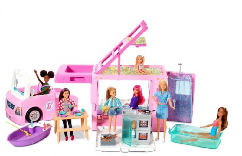 ihocon: Barbie Estate 3-In-1 Dreamcamper Vehicle Doll Accessories, 60 Pieces  芭比3合1露營車