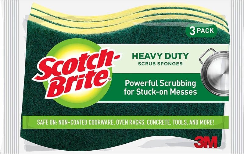 ihocon: Scotch-Brite MMMHD3 Heavy Duty Scrub Sponge, 3 Per Pac 清潔海綿