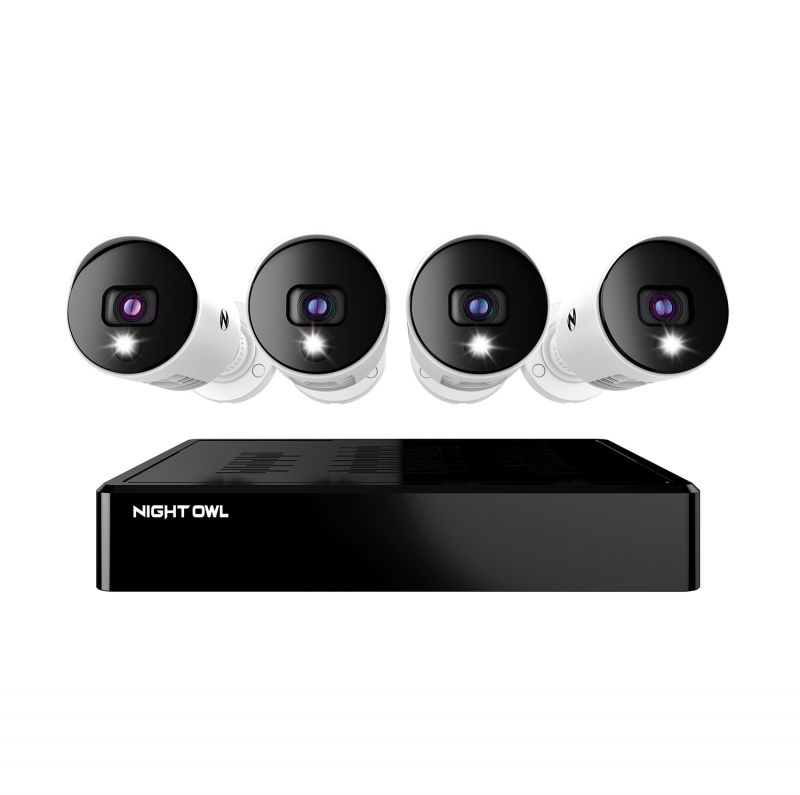 ihocon: Night Owl Bluetooth 4 Channel 4K Wired DVR, 4 Wired Light Cameras & 1TB HDD, Secured Wired Connection   居家安全監視系統, 含4個鏡頭及1TB硬碟