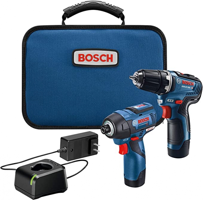 ihocon: BOSCH GXL12V-220B22 12V Max 2-Tool Brushless Combo Kit with 3/8 In. Drill/Driver, 1/4 In. Hex Impact Driver and (2) 2.0 Ah Batteries 無線電鑽/電動螺絲起子 + 電池 + 充電器