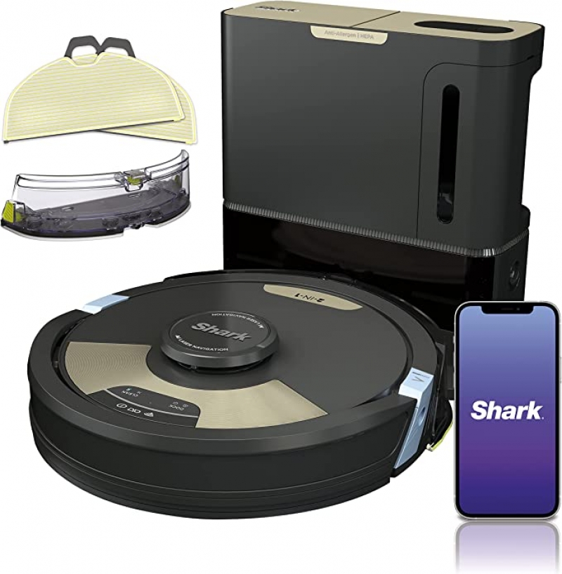 ihocon: Shark AI Ultra 2in1 Robot Vacuum & Mop with Sonic Mopping, Matrix Clean, Home Mapping, HEPA Bagless Self Empty Base, CleanEdge Technology, for Pet Hair, Wifi, Works with Alexa 智能吸地/拖地機器人