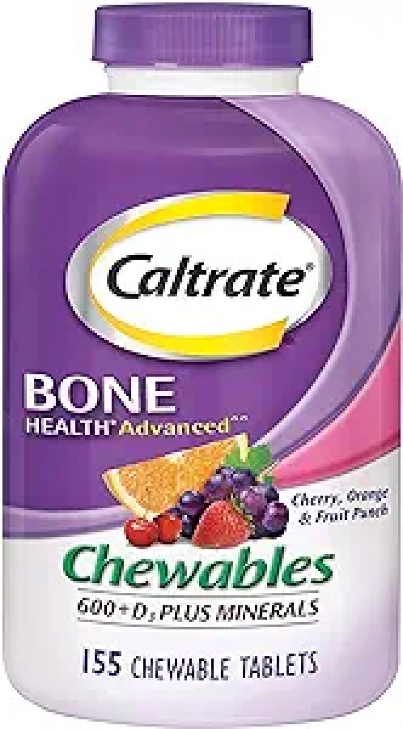 ihocon: Caltrate Chewables 600 Plus D3 Plus Minerals Calcium Vitamin D Supplement, Cherry, Orange and Fruit Punch 嚼式钙片, 155粒