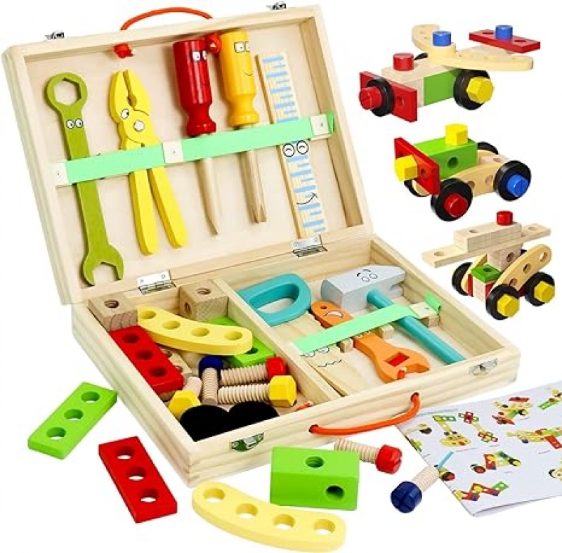 ihocon: TONZE Kids Tool Set Wooden Toddler Tool Set 兒童木製玩具工具組