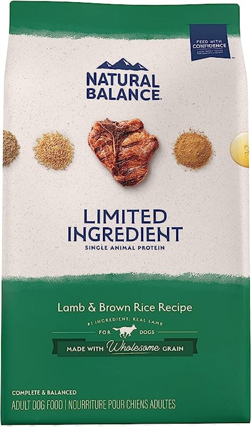 ihocon: Natural Balance Limited Ingredient Lamb & Brown Rice Recipe | Adult Dry Dog Food | 24-lb. Bag   羊肉和糙米 乾狗糧(成年狗) 24磅