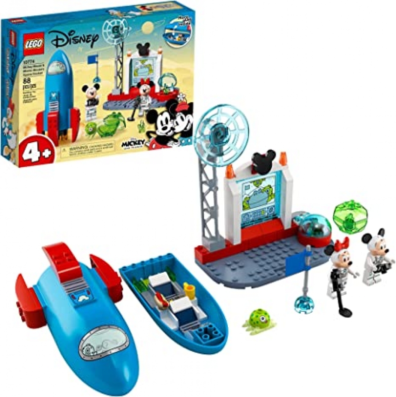 ihocon: 樂高積木LEGO Disney Mickey and Friends Mickey Mouse & Minnie Mouse’s Space Rocket 10774 Building Kit, New 2021 (88 Pieces)