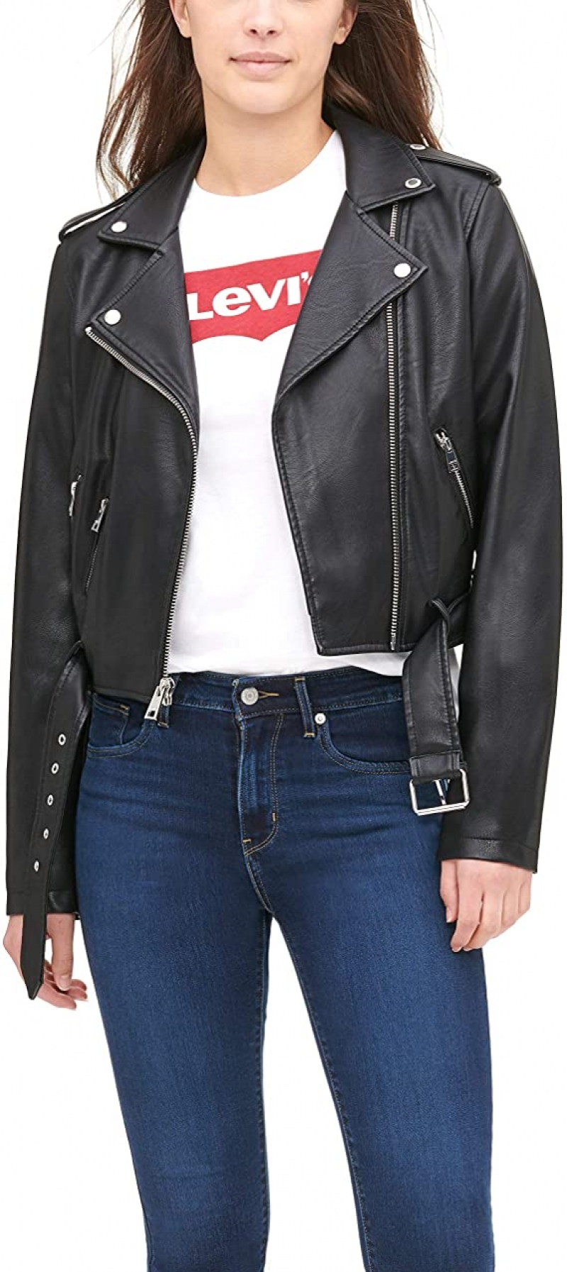 ihocon: Levi's Women's Faux Leather Belted Motorcycle Jacket 女士仿皮夾克