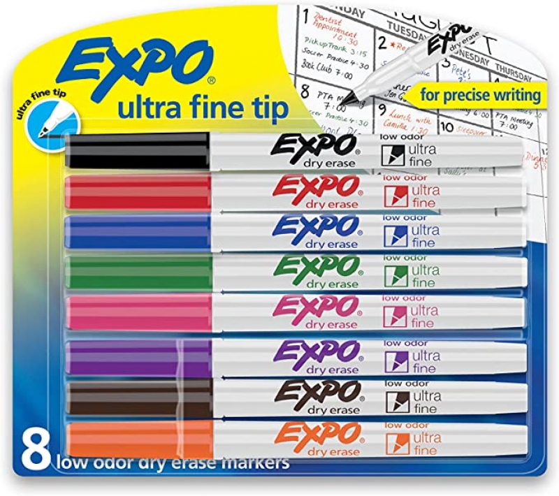 ihocon: EXPO Low Odor Dry Erase Markers, Ultra-Fine Tip, Assorted Colors, 8 Pack  低氣味細字白板筆8枝