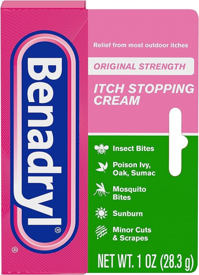 ihocon: Benadryl Original Strength Itch Stopping Anti-Itch Cream, Diphenhydramine HCl Topical Analgesic & Zinc Acetate Skin Protectant, Relief from Most Outdoor Itches 止癢膏 1 oz 