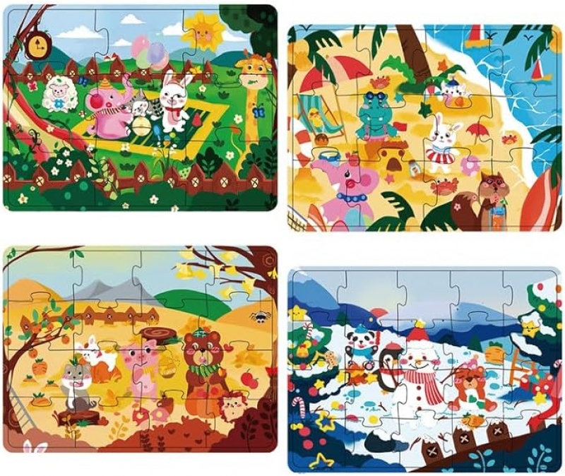 ihocon: paperstory Puzzles for Kids Ages 3-5 Years Old，兒童動物拼圖 4個