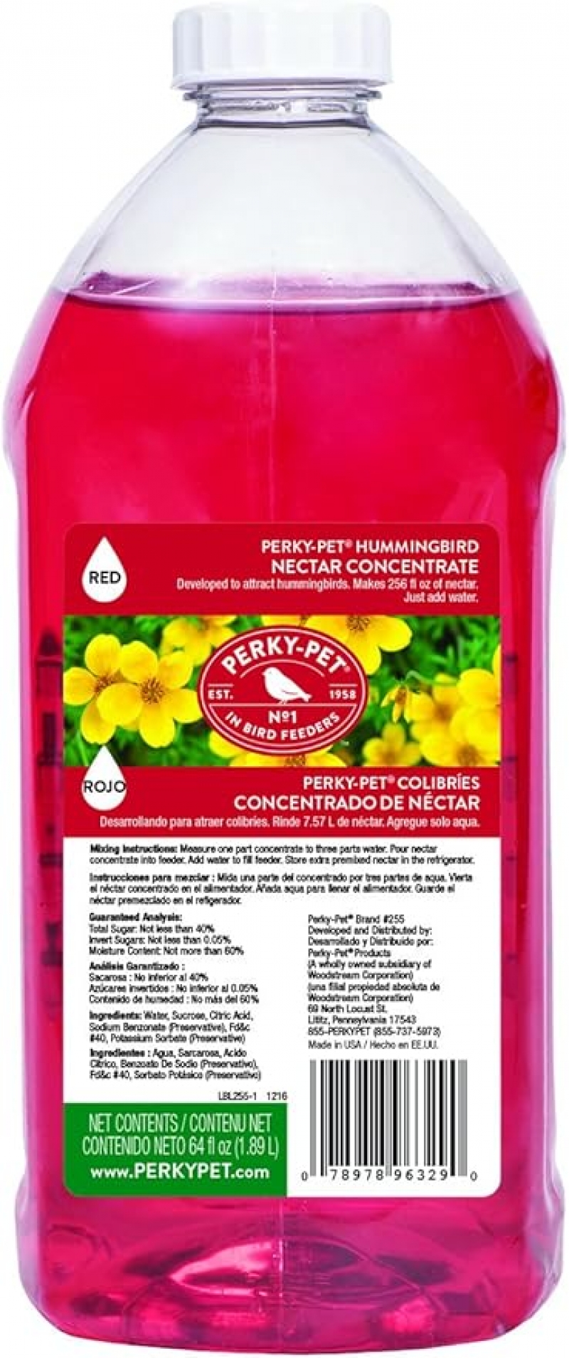 ihocon: Perky-Pet 255 Hummingbird Nectar Liquid Concentrate - Makes 256 Oz of Hummingbird Nectar 濃縮蜂鳥花蜜 64 Oz (可稀釋成 256 oz 蜂鳥花蜜)
