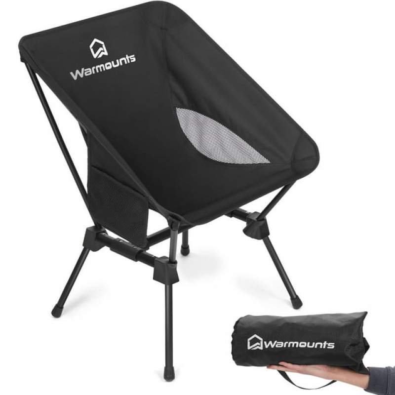 ihocon: WARMOUNTS Portable Camping Chair, 400LBS Folding Backpacking Chair w/ Side Pocket Carrying Bag 便攜式露營椅
